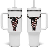 Vintage Western Cow Skull Usa Flag Tumbler With Handle Patriotic American Pride