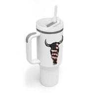 Vintage Western Cow Skull Usa Flag Tumbler With Handle Patriotic American Pride