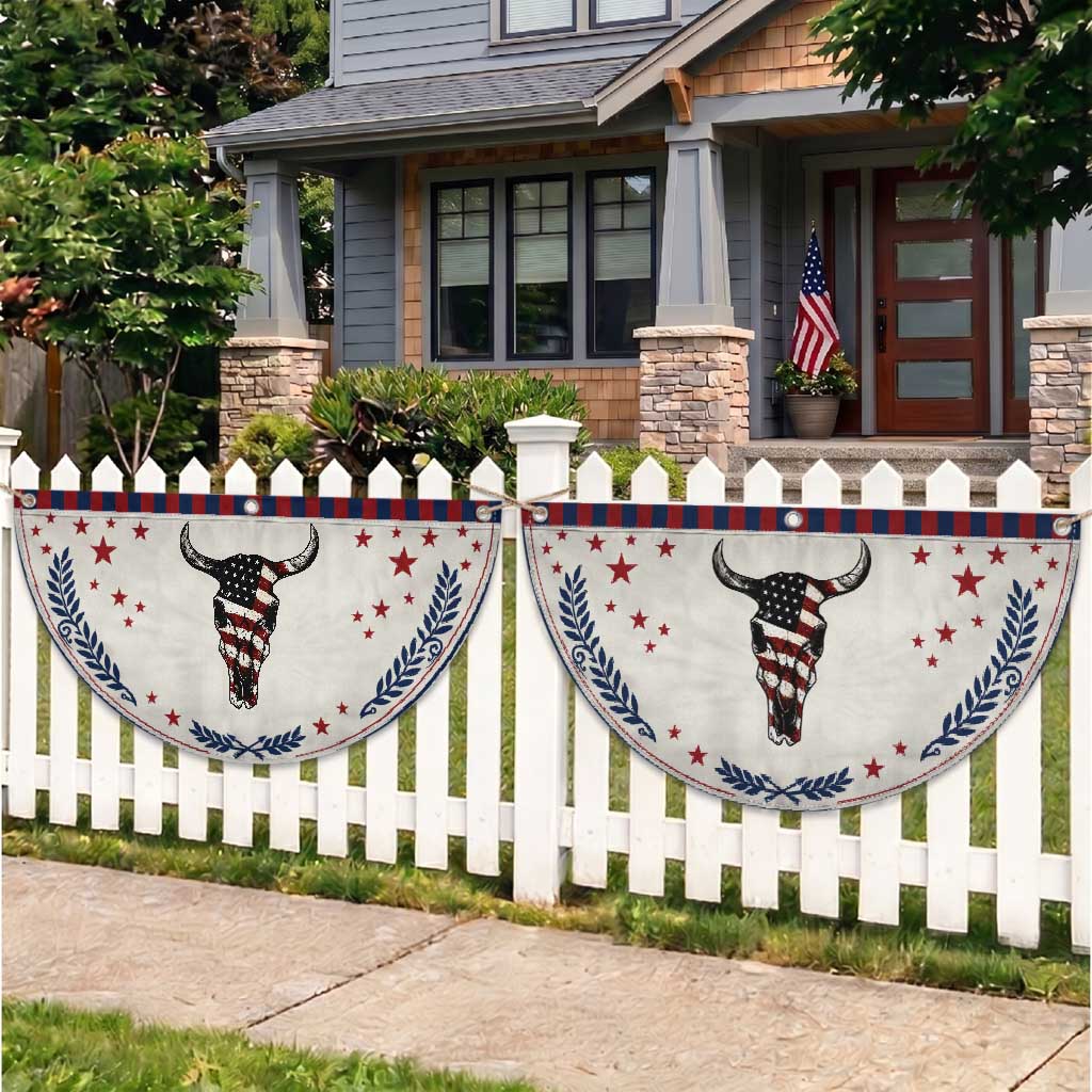 Vintage Western Cow Skull Usa Flag Patriotic Fan Flag American Pride