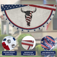 Vintage Western Cow Skull Usa Flag Patriotic Fan Flag American Pride