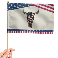 Vintage Western Cow Skull Usa Flag Patriotic Handheld Flag American Pride