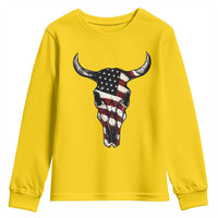 Vintage Western Cow Skull Usa Flag Youth Sweatshirt Patriotic American Pride