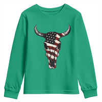Vintage Western Cow Skull Usa Flag Youth Sweatshirt Patriotic American Pride
