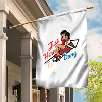 Funny Patriotic Pin Up Girl Firework USA Gift Garden Flag Just Here To Bang