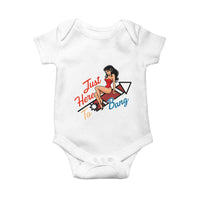 Funny Patriotic Pin Up Girl Firework USA Gift Baby Onesie Just Here To Bang