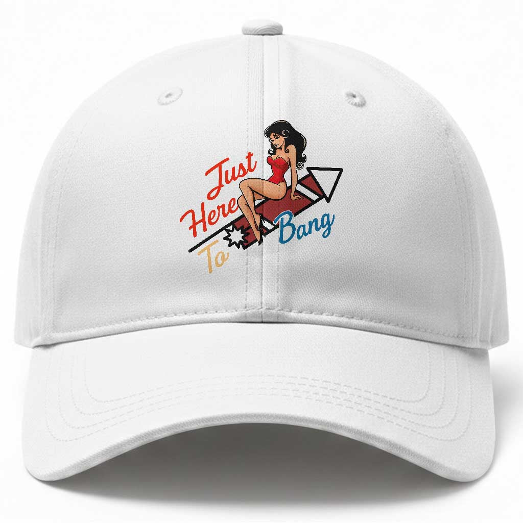 Funny Patriotic Pin Up Girl Firework USA Gift Baseball Cap Just Here To Bang