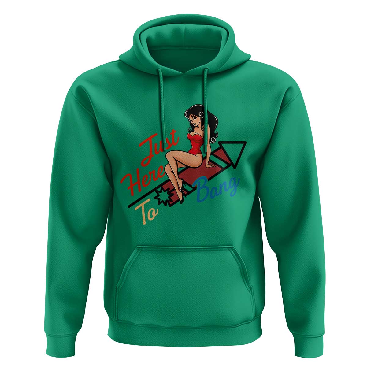 Funny Patriotic Pin Up Girl Firework USA Gift Hoodie Just Here To Bang
