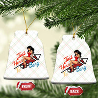 Funny Patriotic Pin Up Girl Firework USA Gift Ceramic Ornament Just Here To Bang