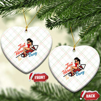 Funny Patriotic Pin Up Girl Firework USA Gift Ceramic Ornament Just Here To Bang