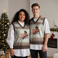 Funny Patriotic Pin Up Girl Firework USA Gift V-Neck Knit Sweater Vest Just Here To Bang