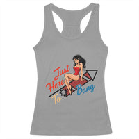 Funny Patriotic Pin Up Girl Firework USA Gift Racerback Tank Top Just Here To Bang