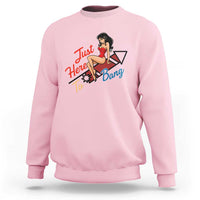 Funny Patriotic Pin Up Girl Firework USA Gift Sweatshirt Just Here To Bang