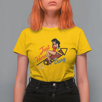 Funny Patriotic Pin Up Girl Firework USA Gift T Shirt For Women Just Here To Bang