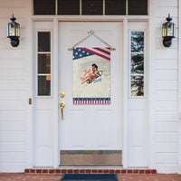 Funny Pin Up Girl Firework USA Gift Patriotic Garden Flag Just Here To Bang