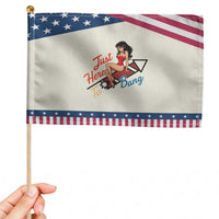 Funny Pin Up Girl Firework USA Gift Patriotic Handheld Flag Just Here To Bang