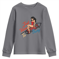 Funny Patriotic Pin Up Girl Firework USA Gift Youth Sweatshirt Just Here To Bang