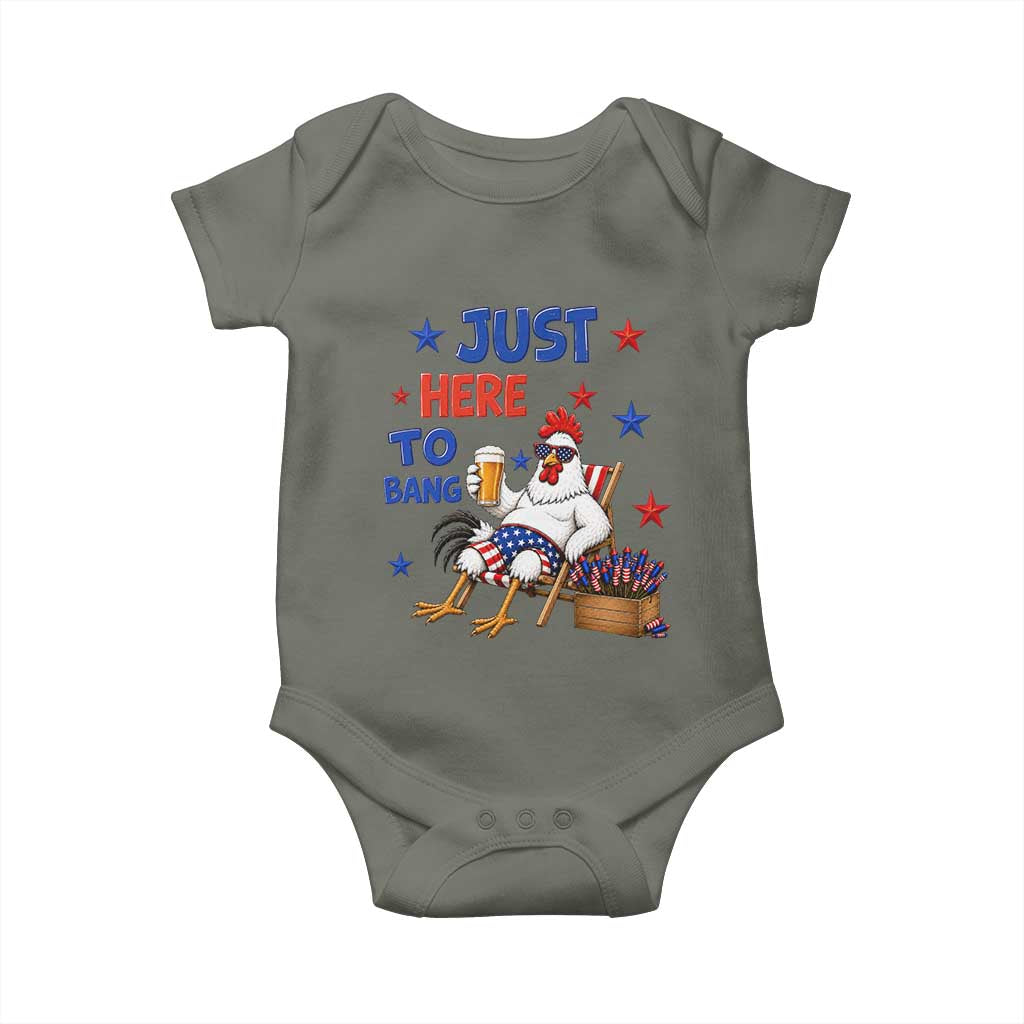 Funny Chicken 4th Of July Celebration Baby Onesie Just Here To Bang