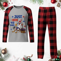 Funny Chicken 4th Of July Celebration Plaid Pajama Set Just Here To Bang