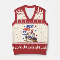 Funny Chicken 4th Of July Celebration V-Neck Knit Sweater Vest Just Here To Bang