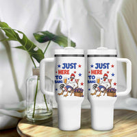 Funny Chicken 4th Of July Celebration Tumbler With Handle Just Here To Bang