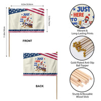Funny Chicken 4th Of July Celebration Patriotic Handheld Flag Just Here To Bang