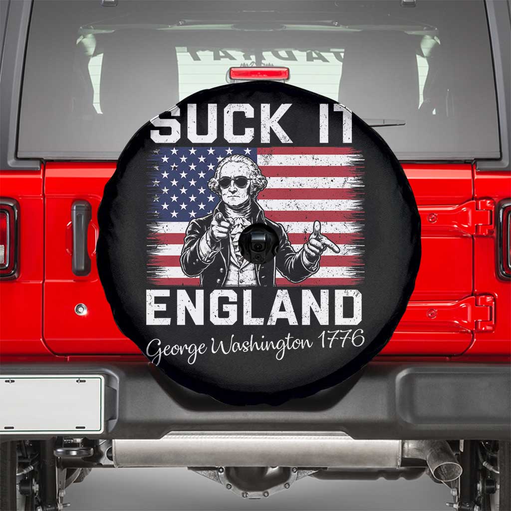 Funny 4th Of July George Washington Spare Tire Cover Suck It England