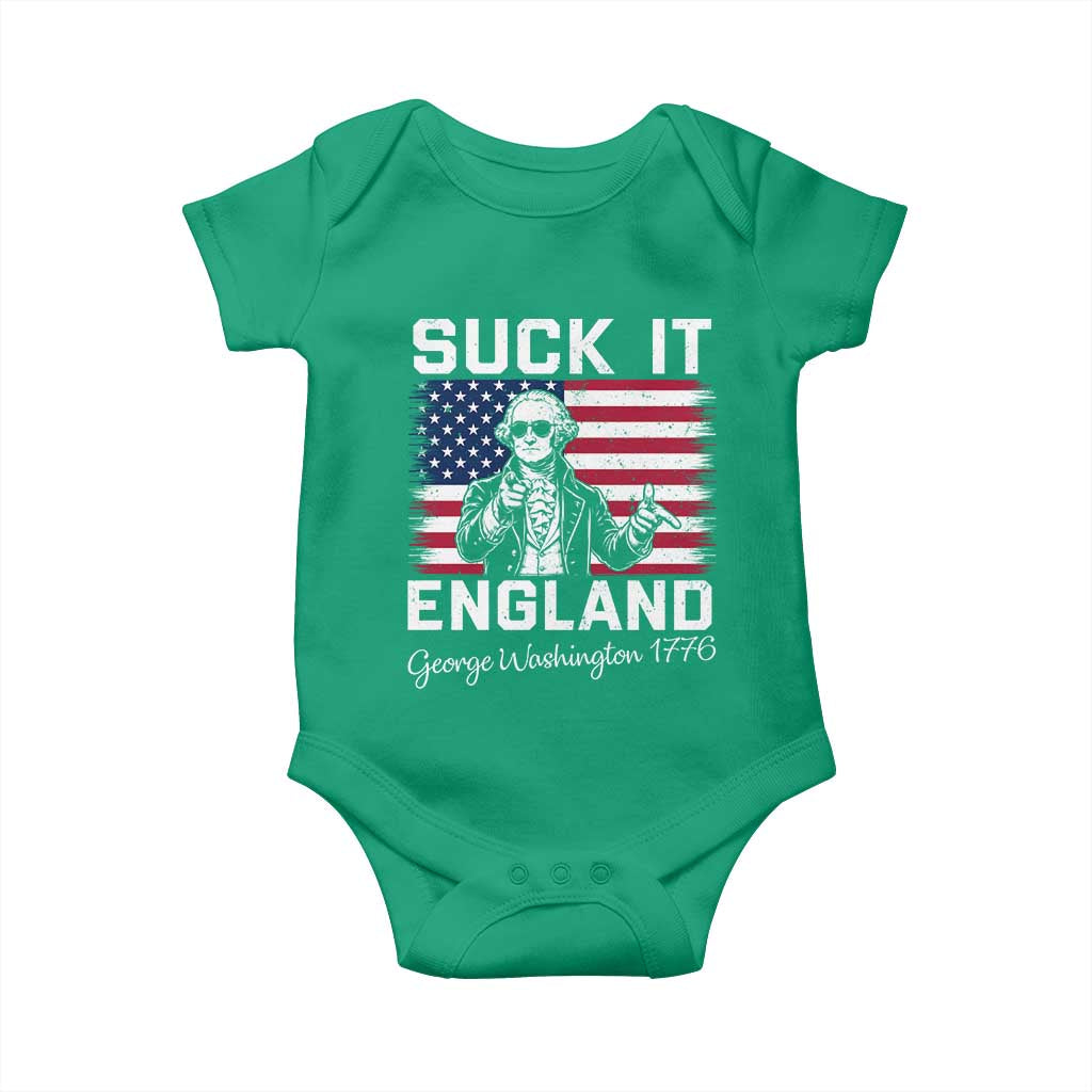 Funny 4th Of July George Washington Baby Onesie Suck It England