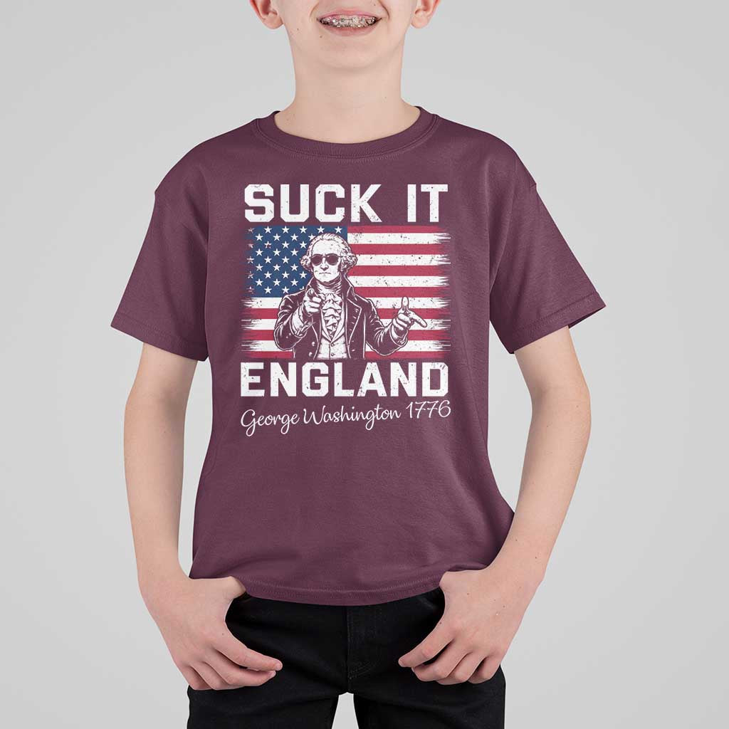 Funny 4th Of July George Washington T Shirt For Kid Suck It England