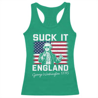 Funny 4th Of July George Washington Racerback Tank Top Suck It England