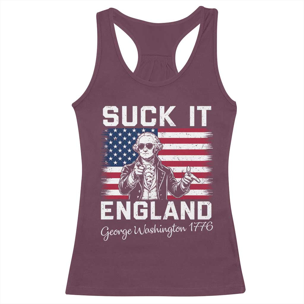 Funny 4th Of July George Washington Racerback Tank Top Suck It England