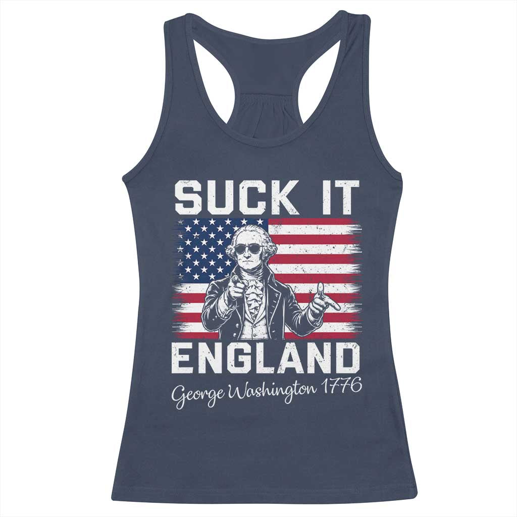 Funny 4th Of July George Washington Racerback Tank Top Suck It England