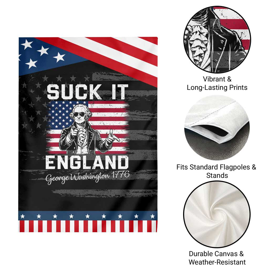 Funny 4th Of July George Washington Patriotic Garden Flag Suck It England
