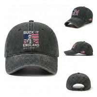 Funny 4th Of July George Washington Washed Cotton Baseball Cap Suck It England