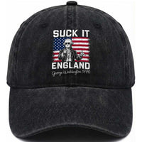 Funny 4th Of July George Washington Washed Cotton Baseball Cap Suck It England