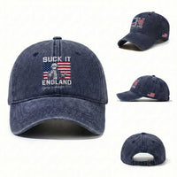 Funny 4th Of July George Washington Washed Cotton Baseball Cap Suck It England
