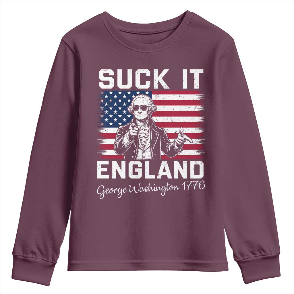 Funny 4th Of July George Washington Youth Sweatshirt Suck It England