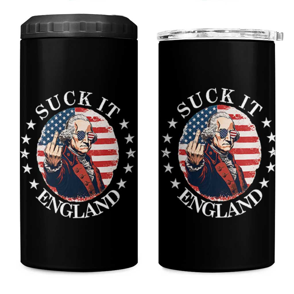 Funny George Washington Revolutionary War 4 in 1 Can Cooler Tumbler Suck It England