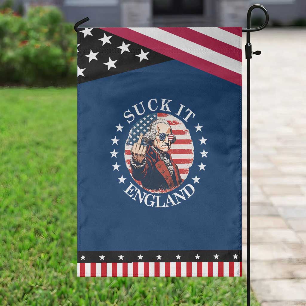 Funny George Washington Revolutionary War Patriotic Garden Flag Suck It England