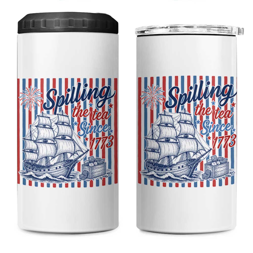 Spilling The Tea Since 1773 4 in 1 Can Cooler Tumbler Boston Tea Party USA History Humor