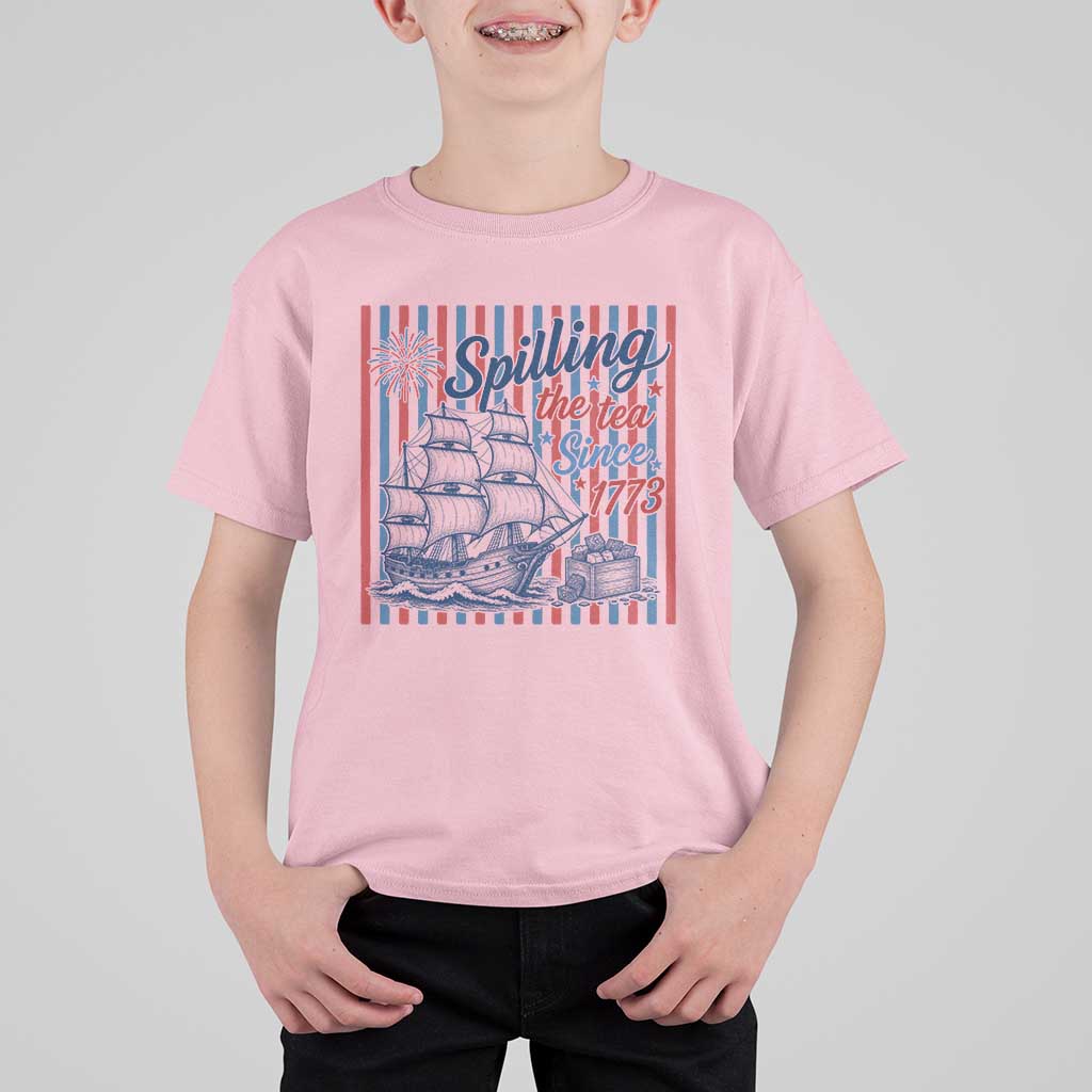 Spilling The Tea Since 1773 T Shirt For Kid Boston Tea Party USA History Humor