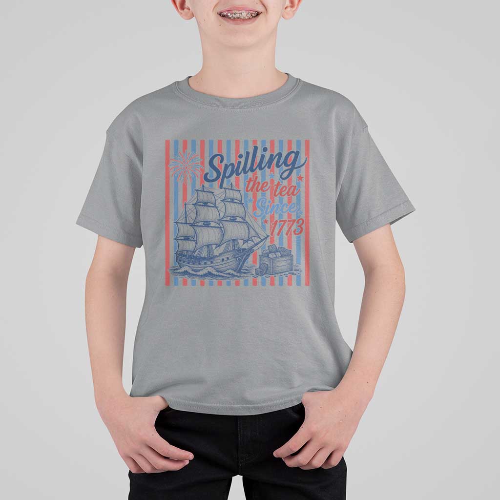 Spilling The Tea Since 1773 T Shirt For Kid Boston Tea Party USA History Humor