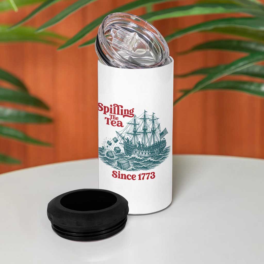 Spilling The Tea Since 1773 4 in 1 Can Cooler Tumbler American History Gift
