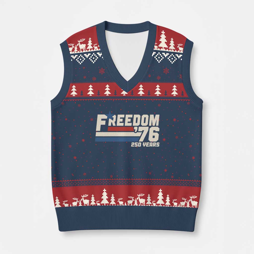 America Retro 250 Years Freedom USA 1776 2026 V-Neck Knit Sweater Vest