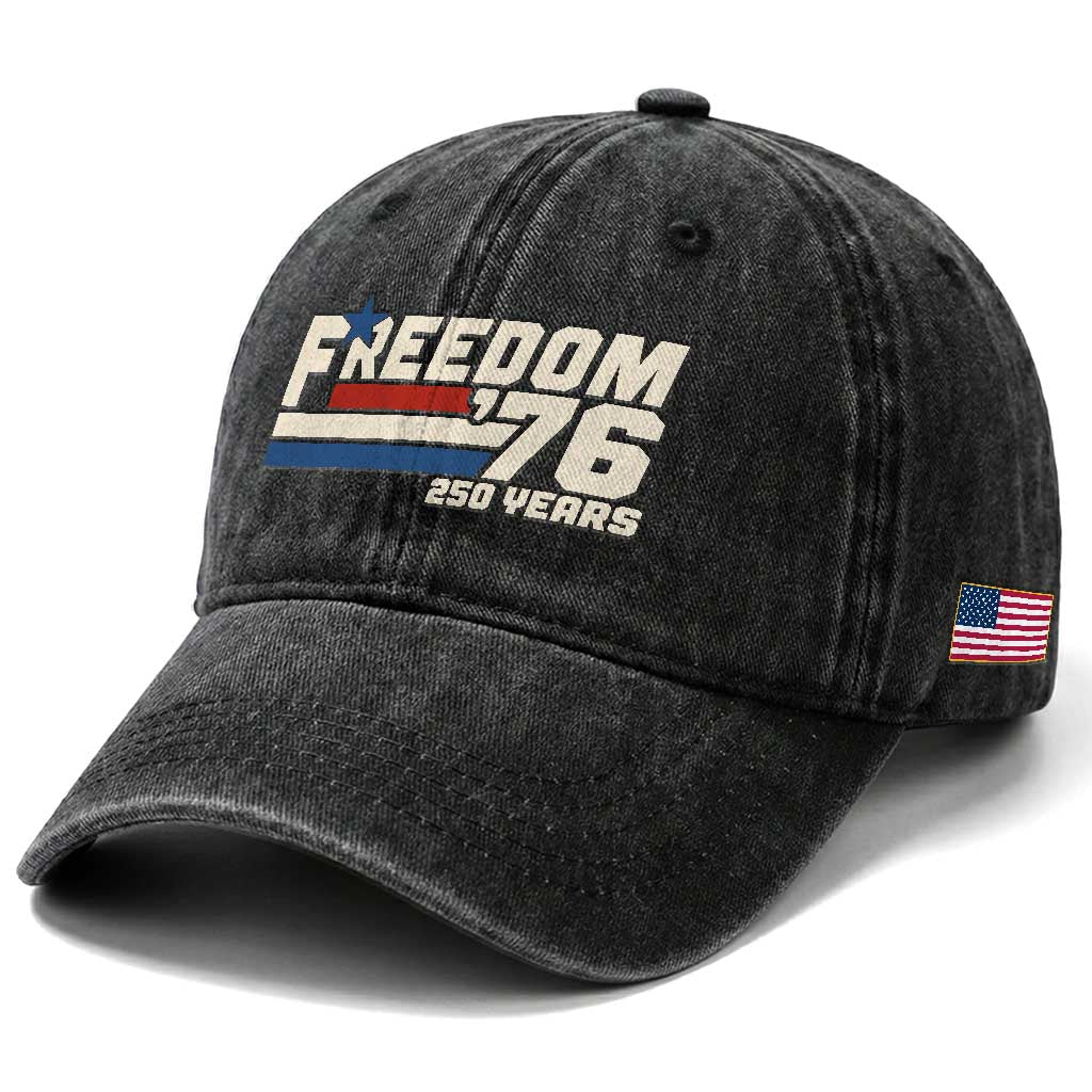 America Retro 250 Years Freedom USA 1776 2026 Washed Cotton Baseball Cap
