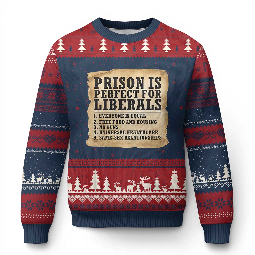 Vintage Prison Is Perfect For Liberals Ugly Christmas Sweater Funny Political Graphic