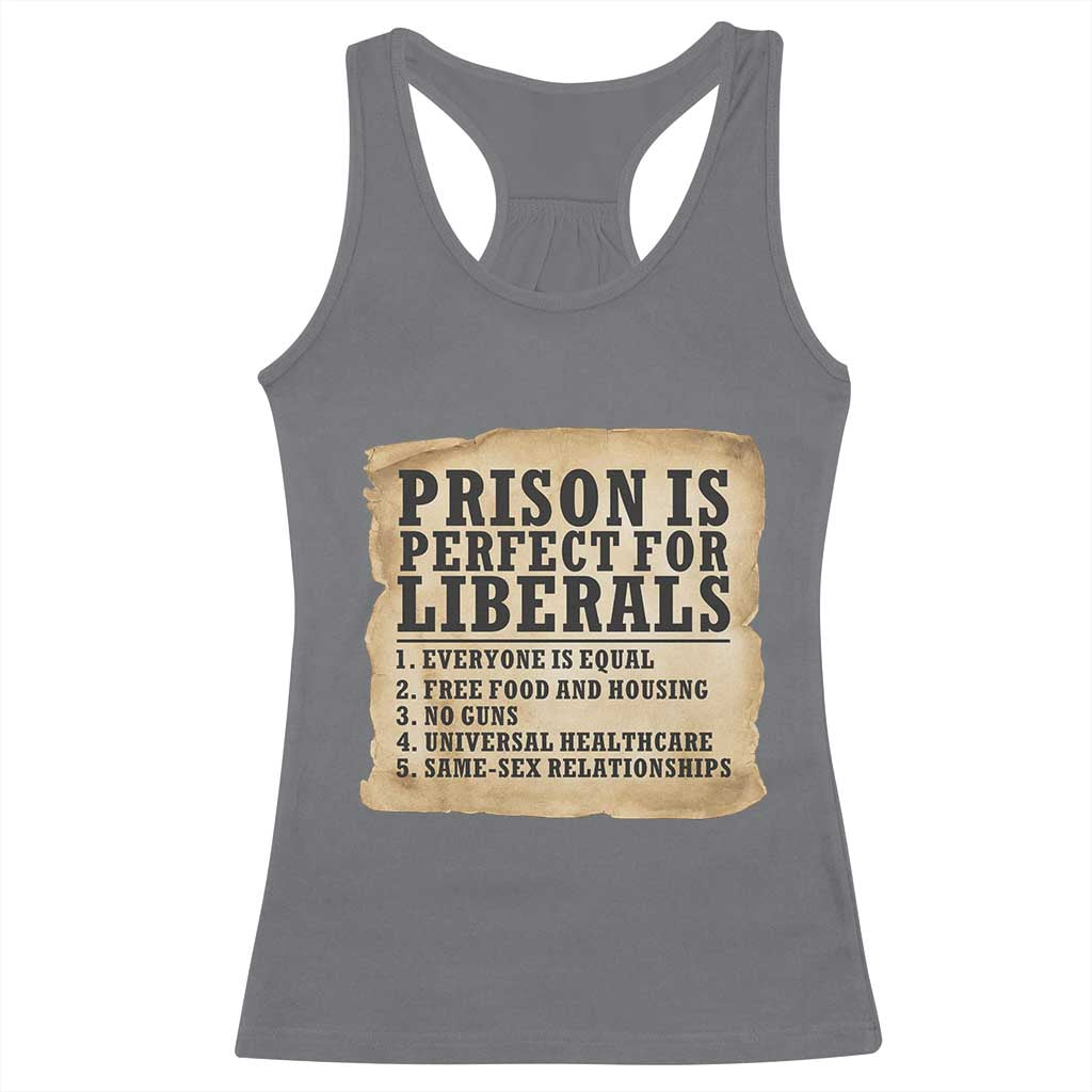 Vintage Prison Is Perfect For Liberals Racerback Tank Top Funny Political Graphic