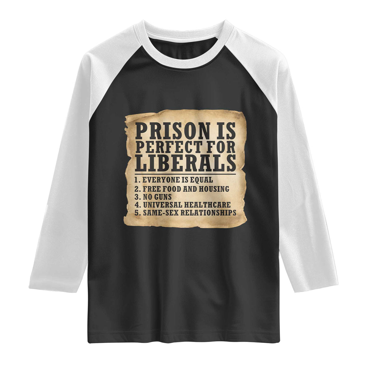 Vintage Prison Is Perfect For Liberals Raglan Shirt Funny Political Graphic