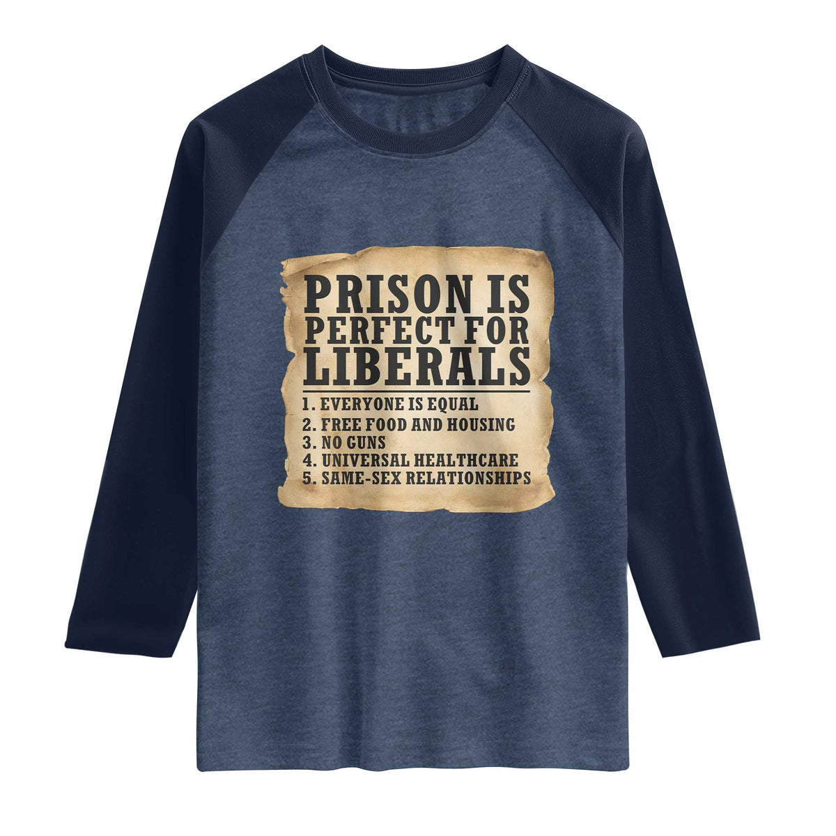 Vintage Prison Is Perfect For Liberals Raglan Shirt Funny Political Graphic