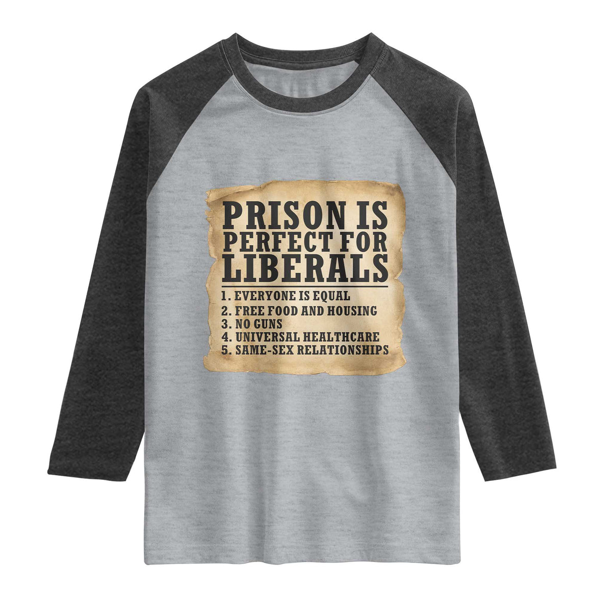 Vintage Prison Is Perfect For Liberals Raglan Shirt Funny Political Graphic