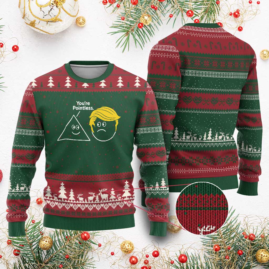 Funny Political Geometry Joke Ugly Christmas Sweater Youre Pointless Graphic